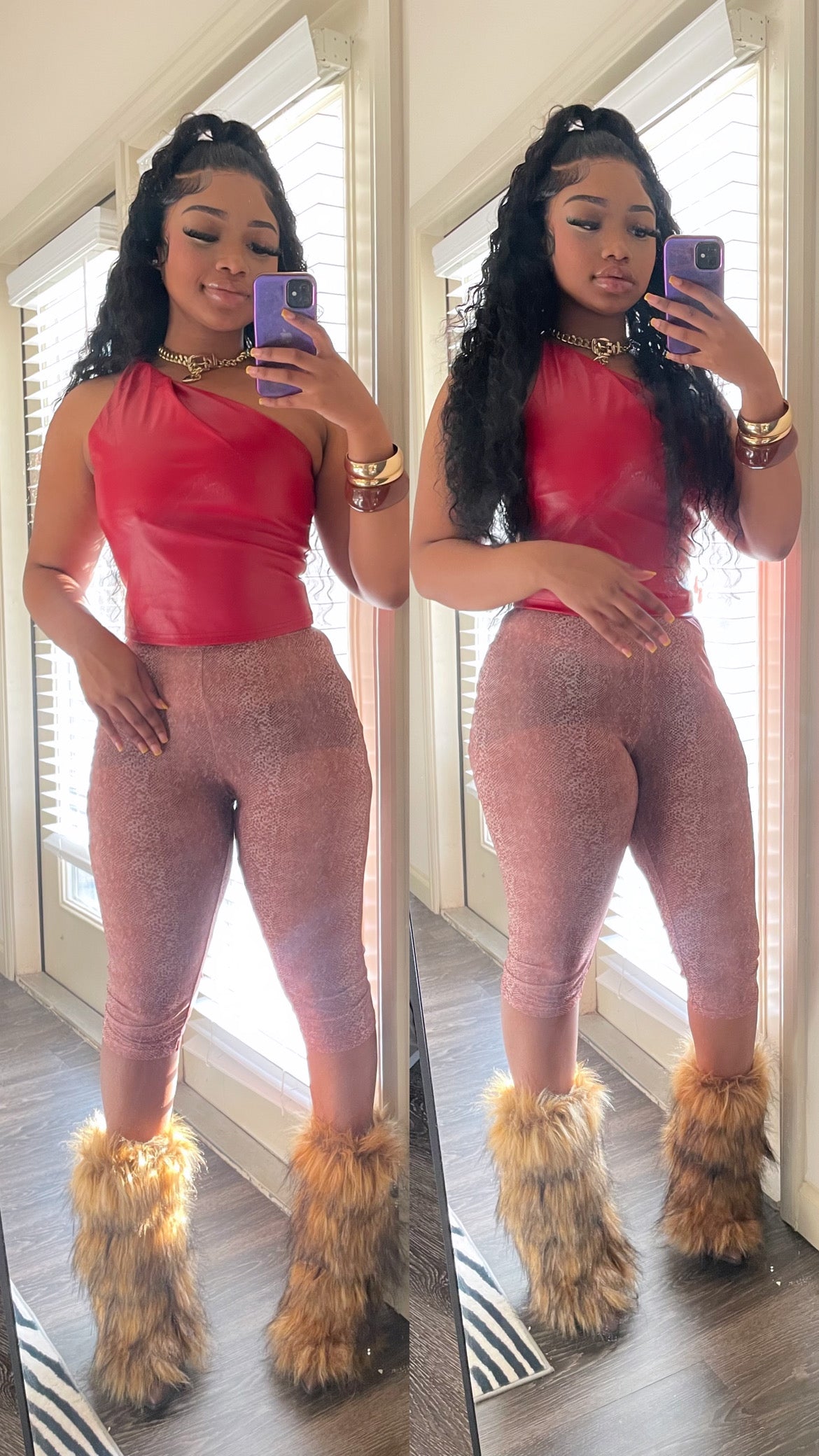 Twisted one shoulder outfit